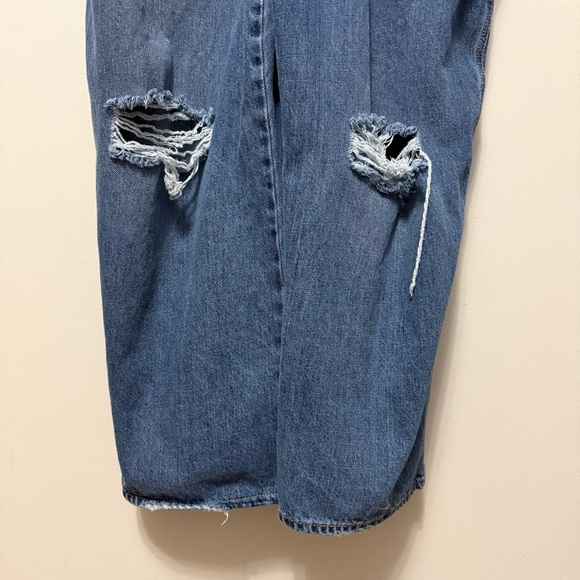 Old Navy Baggy Wide Leg Distressed Denim Bib Overalls Women’s Plus Size 24 Blue - Picture 4 of 9